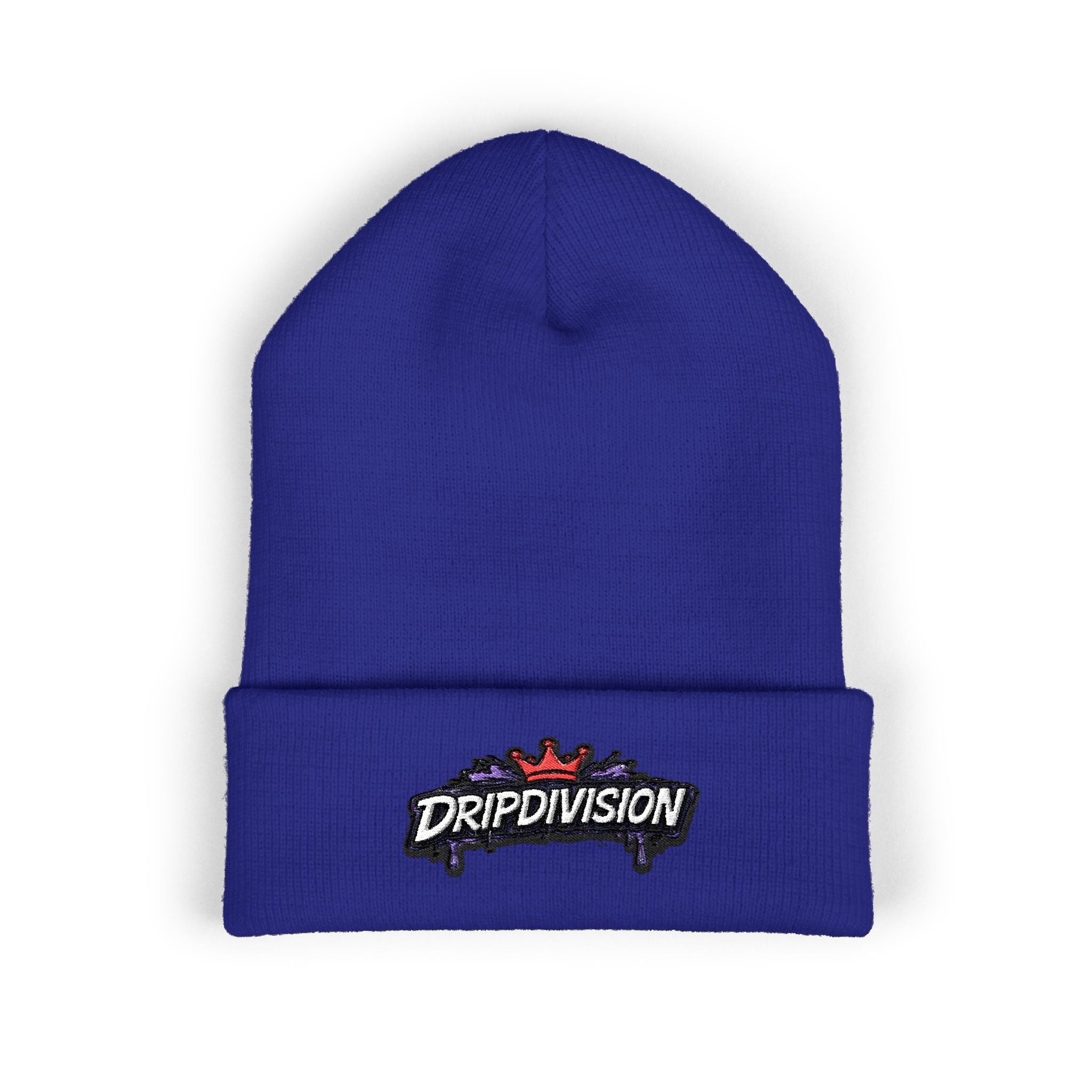DripDivision Embroidered Cuffed Beanie – Streetwear Knit Hat