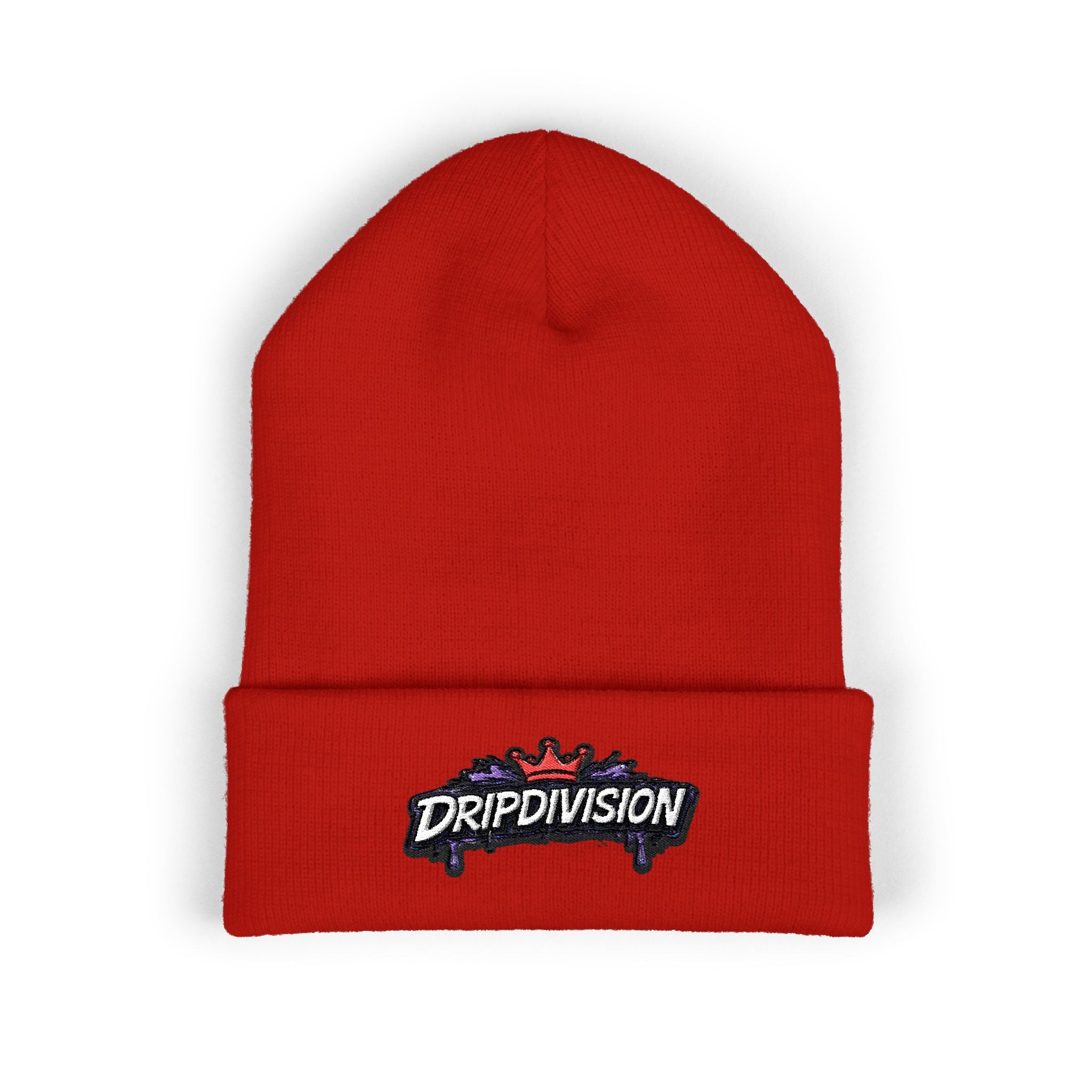DripDivision Embroidered Cuffed Beanie – Streetwear Knit Hat